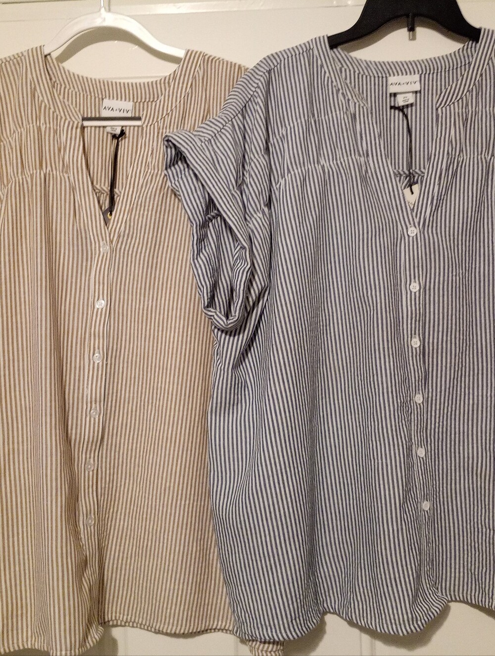 SET of 2 SMOCKED DOLMAN BUTTON UP DRESS SHIRT PLUS SIZE 2X NWT TOPS